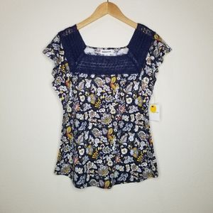 New Liz Claiborne Crochet Lace Neck Floral…